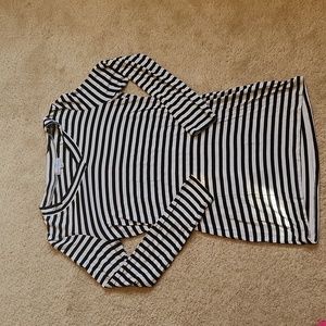 M black and white striped long sleeve shirt